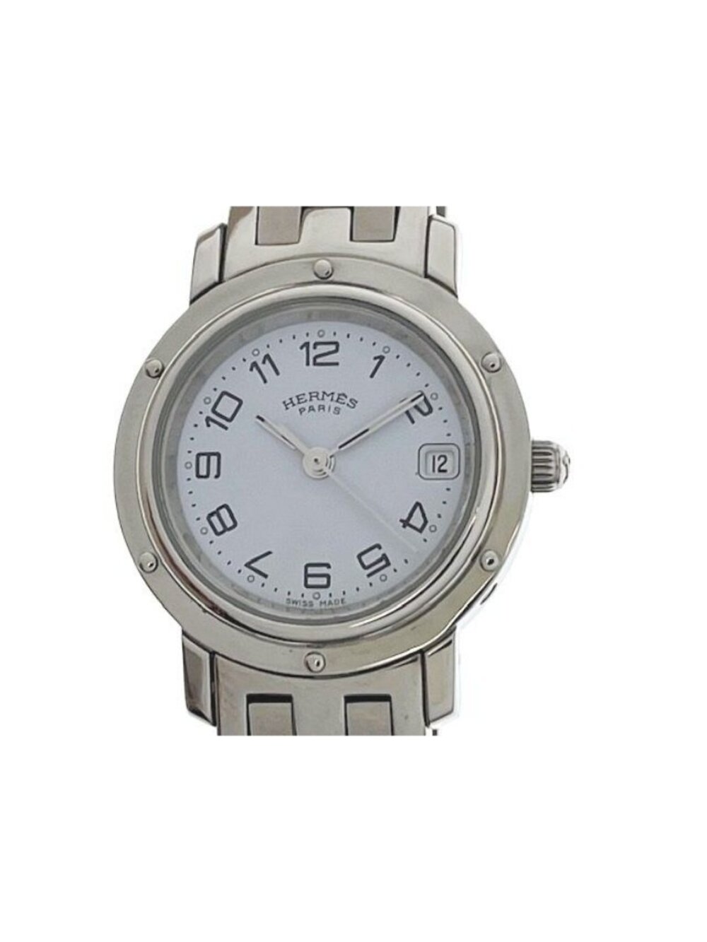 Hermes Clipper Watch Stainless Steel White Dial Quartz